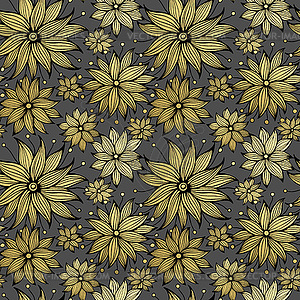 Floral golden seamless pattern - vector clip art