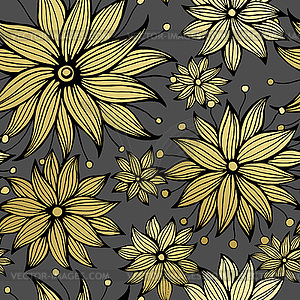 Floral golden seamless pattern - vector clipart