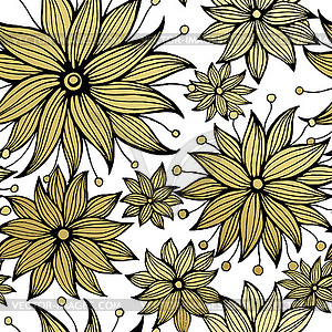 Floral golden seamless pattern - color vector clipart