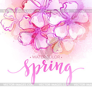 Watercolor spring flower background - vector clipart