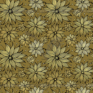 Floral golden seamless pattern - royalty-free vector clipart