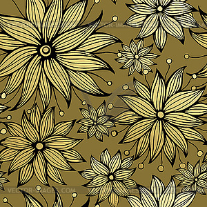 Floral golden seamless pattern - vector image