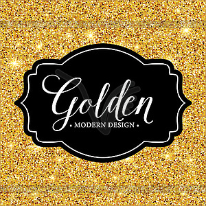 Label frame silhouette on gold glitter background - royalty-free vector clipart