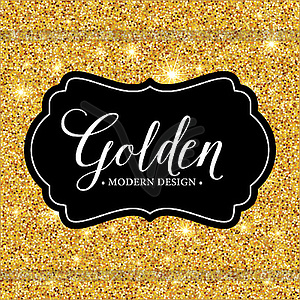 Label frame silhouette on gold glitter background - vector image