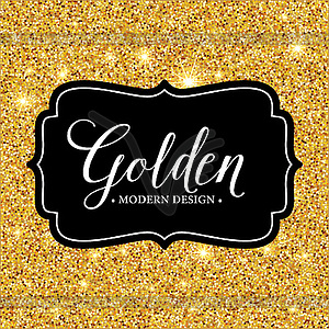 Label frame silhouette on gold glitter background - vector clipart