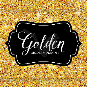 Label frame silhouette on gold glitter background - vector image