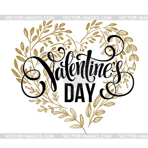 Valentines day card design text. Flowers hearts - vector clip art