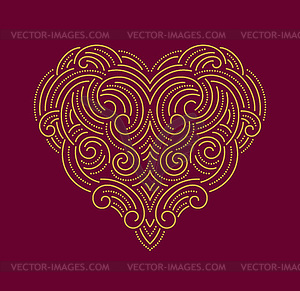 Valentine day Beautiful thin line ornamental heart - royalty-free vector clipart