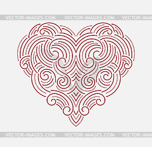 Valentine day Beautiful thin line ornamental heart - vector image