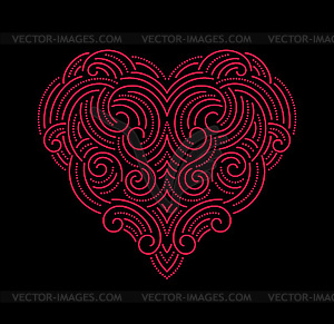 Valentine day Beautiful thin line ornamental heart - vector clipart