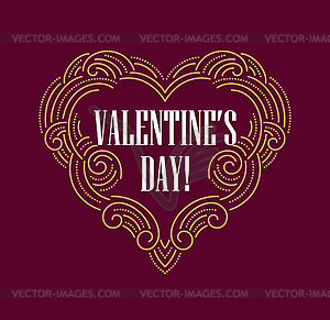 Valentine day Beautiful thin line ornamental heart - vector clip art