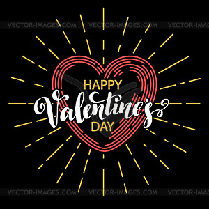 Retro Valentine day card vith line heart icon - vector clipart