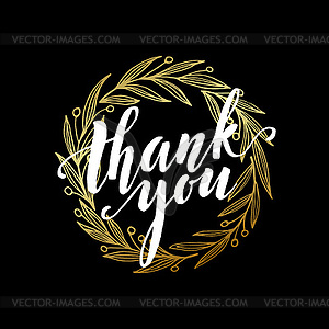 Thank you golden lettering design - vector image