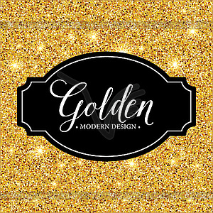 Label frame silhouette on gold glitter background - vector clipart