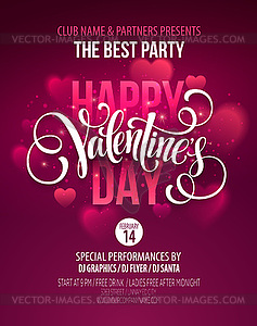 День Святого Валентина партия Дизайн плаката. Шаблон - изображение в формате EPS