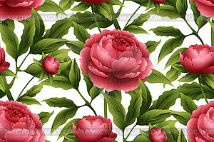 Seamless pattern with peony flowers - vector clipart