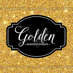 Label frame silhouette on gold glitter background - vector image