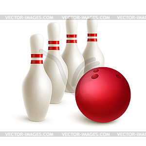 Scattered skittle and bowling ball - vector clipart