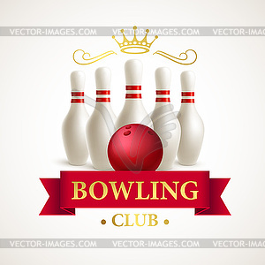 Scattered skittle and bowling ball - vector clipart