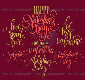 Valentine Day and Love lettering collection - color vector clipart