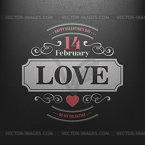 Typography Postcard Happy Valentine Day on - vector image