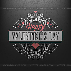 Typography Postcard Happy Valentine Day on - vector clip art