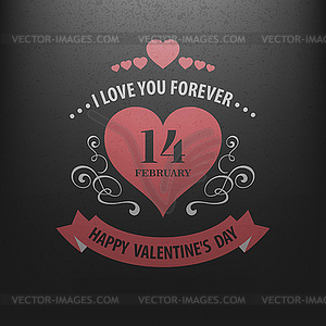 Typography Postcard Happy Valentine Day on - royalty-free vector clipart