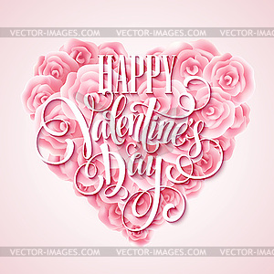 Valentine card with rose heart and calligraphic - vector clip art