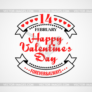 Happy Valentine Day Typographical Background - color vector clipart