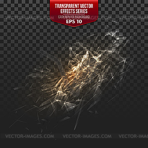 Transparent broken glass on transparent background - vector image