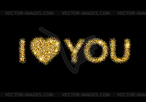 I love you message and heart golden glitter design - royalty-free vector clipart