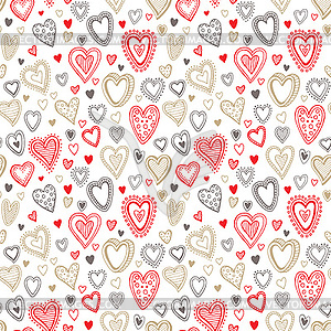 Seamless love red and gold heart background - vector image