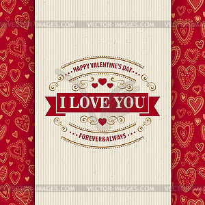 Valentines Day Typography Greeting Card over - vector EPS clipart