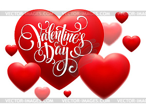 Red Blur Hearts Valentine day background - vector image