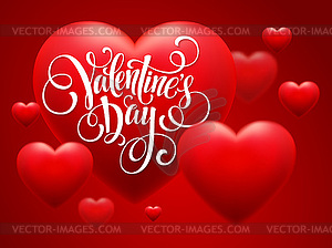 Red Blur Hearts Valentine day background - vector image