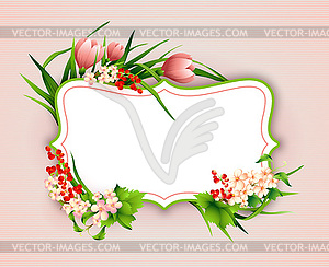 Greeting card with colorful flower background - vector clipart