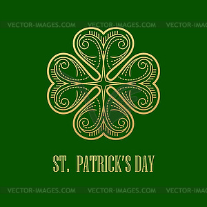 Golden Shamrock. Patrick day simbol - vector image