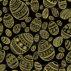Gold easter eggs pattern - vector clipart / vector image