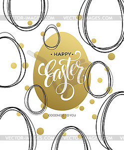 Happy Easter Easter Golden Lettering Egg - vector clipart