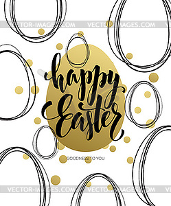 Happy Easter Easter Golden Lettering Egg - vector clip art