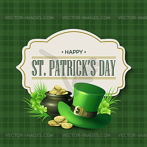 St. Patricks Day vintage holiday badge design - vector image