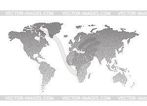 Black Dotted world map - vector clipart