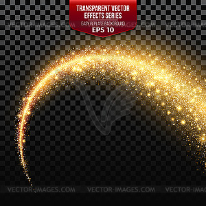 Transparent white star trail with particles. effects - vector image