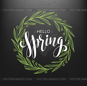 Hello spring. Spring wreath. Spring flowers are - vector image