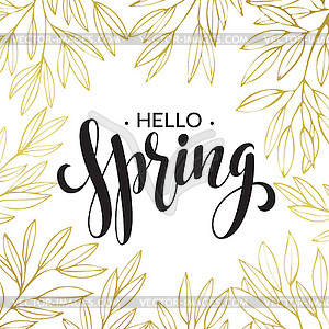 Spring handwritten calligraphy , Black brushpen - vector image