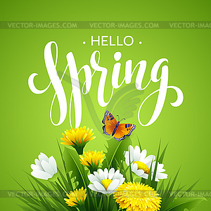 Inscription Spring Time on background with spring - vector image