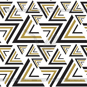 Triangle black, white, golden seamless pattern - vector clip art