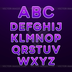Neon Light Alphabet Font - royalty-free vector image