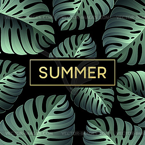 Tropical monstera leaves design for text card - vector EPS clipart