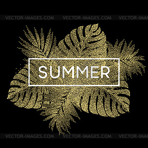 Tropical monstera leaves design for text card - vector image